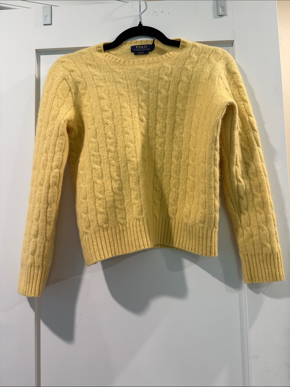 Polo by Ralph Lauren Soft Yellow cashmere Cable-Knit Crewneck Sweater